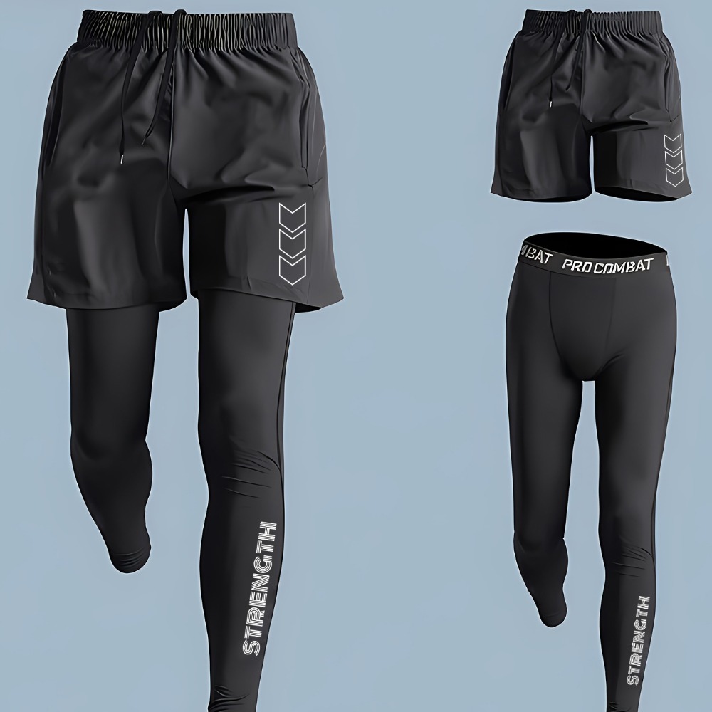 Best Crossfit Gear - 2-in-1-Kompressions-Sporthose für Herren, schnell trocknende Trainingshose,