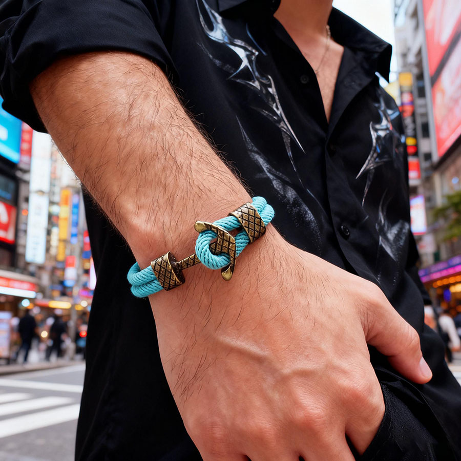 Battle Rope Anchor - Hiphop Rock Männer Armband Antik Gold